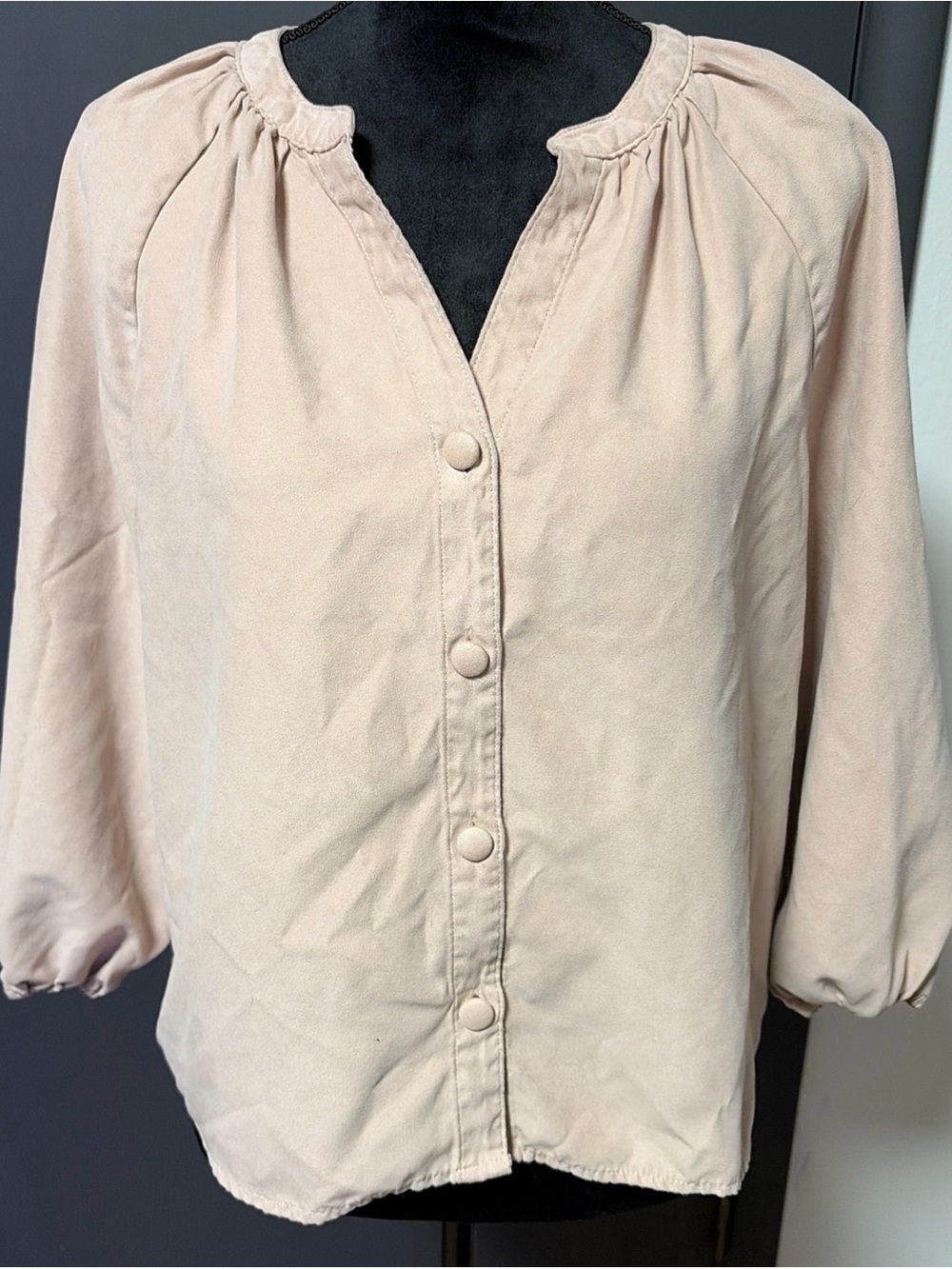 Marc New York Blush Pink Satin Neckline Blouse